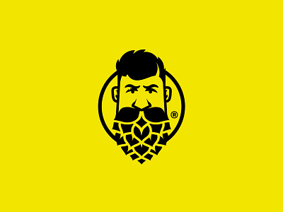 Brewery Guy beard beer branding brewery craft face guy hop hops logo mustache poland