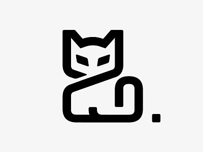 Code Cat animal black cat code lines logo