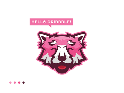 Hello Dribbble! "Red" Panda / Mascot Logo branding design hellodribbble illustration logo mascotlogo panda pink red panda