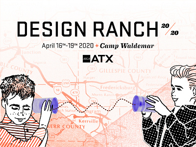 Design Ranch 2020 Social Banner block print boys design ranch 2020 digital collage digital illustration halftone tin can phone