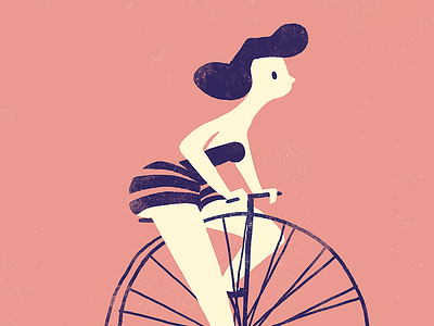 Wheel bicycle bike girl illustration screen print