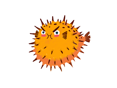 Angry - Under the Sea Collection angry app brown emoticon emotion fish pufferfish stickers yellow