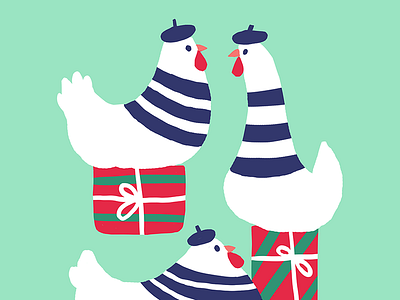 3 French Hens 3 french hens blue christmas cards green holidays mint navy red song twelve days of christmas