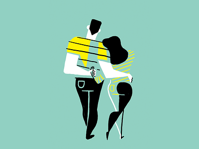 Couple Embrace couple embrace geometric hug illustration minimal stripes teal yellow
