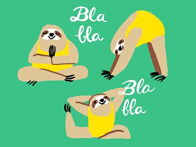 Yoga Sloths animal article illustration beige brown exercise flat green language learning sloth yellow yoga