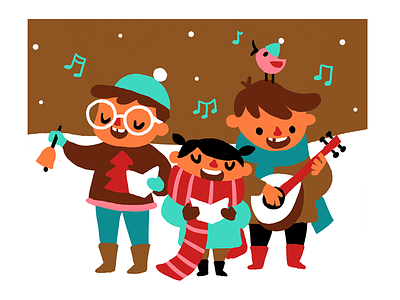 Christmas 2015 carolling christmas illustration kids snow songs winter
