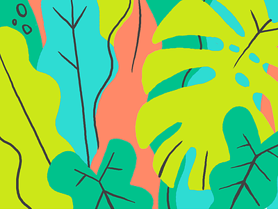 Jungle digital illustration jungle monstera pattern tropical plants website illustration