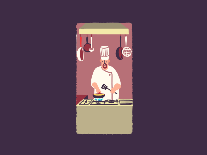 Flippin' pancakes chef flat style kitchen minimal animation