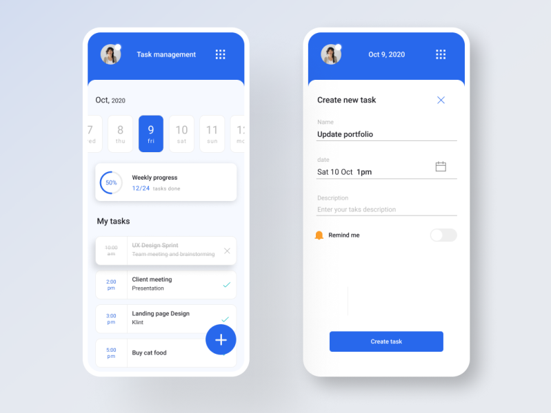 Task management by Victor Pires on Dribbble