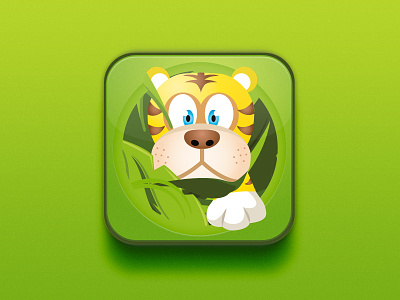 Doggy App Icon animal app apps green icon iphone learn mobile teach tiger