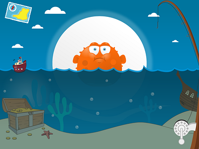 Fm02 App android blowfish character fish game illustration ios ipad iphone play sea vector