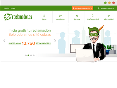 WIP Reclamador.es character green website