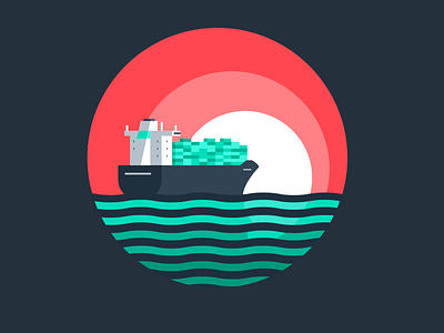 Lessons From 2020 boat branding design flat illustration logistics minimal ocean ship shipping sun sunset vector web