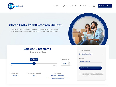 SuperCredi Website credit cta button design form loan minimal selector uidesign uiux webdesign website