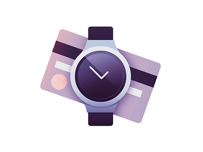 Time is money card credit flat gradient icon illustration luxury minimal money reflection time watch