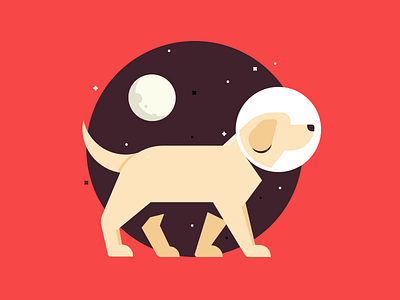 Dog in space +wallpaper dog flat free freebie illustration labrador moon print space stars vector wallpaper