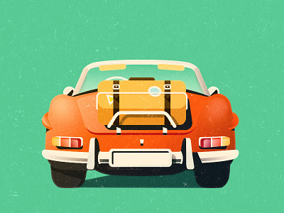 Roadster WIP car flat illustration luggage print retro roadster texture travel vector vintage wip