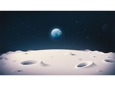 Tiny Blue Pea art design digital earth flat gradient graphic illustration moon space stars vector