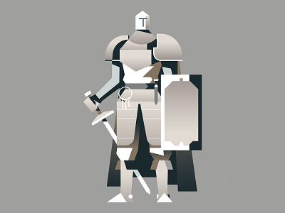 The White Knight art character character design digital design flat hero concept art illustration knight medieval neutral color minimal gradient flat retro sword armour shield helmet vector