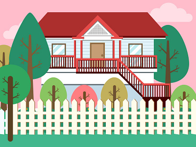 Suburban House character design illustration vector