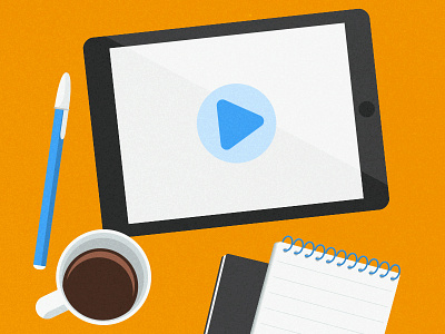 Study with a video! flat illustration material vector