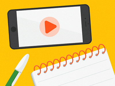Take notes with a video! flat icons material design vector