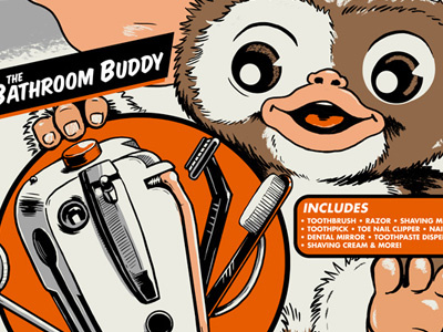 Gremlins Bathroom Buddy bathroom buddy derek deal gizmo gremlins illustration poster