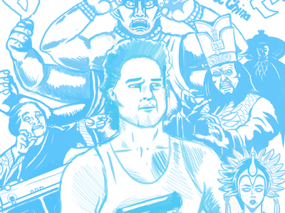Big Trouble - Refined Sketch big trouble in little china derek deal illustration movie the black axe
