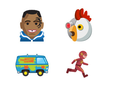 TW Emojis adult swim flash mike tyson mystery machine robot chicken scooby do time warner