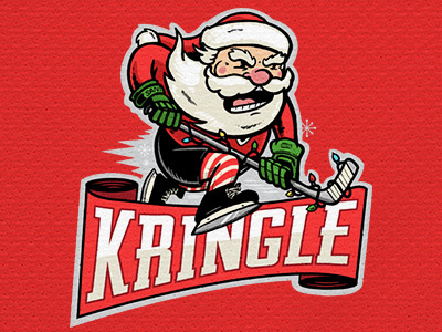 Team Kringle Beer League Logo beer league christmas hockey illustration logo santa