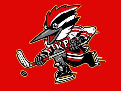 Woodpucker hockey identity illustration logo mascot sports woodpecker