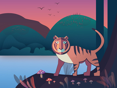 Tiger animal art illustration vector