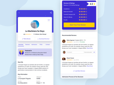 School Detail Page by Ankit Gupta on Dribbble