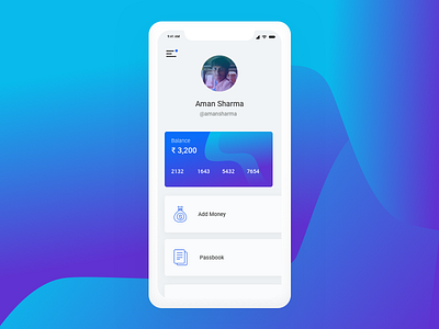 UPI App Concept add money app interaction banking card finance iphonex mobile app passbook