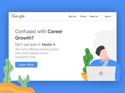 Google Learning google. illustration landing page learning thought ux