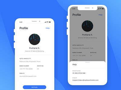 Radisson Booth Profile help hotel app mobile app profile design