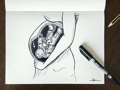 Astronaut astronaut pregnant sketch