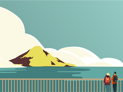 mountain and clouds design illustration marriott