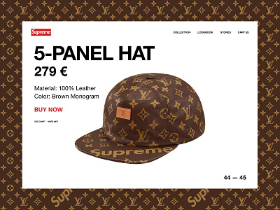 Supreme x Louis Vuitton - Product Detail Page ecommerce fashion helvetica minimal typography ui ux web