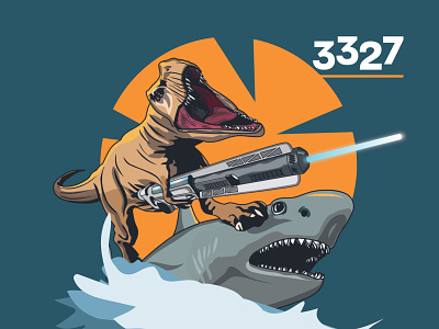 T-rex&Shark design graphic design illustration