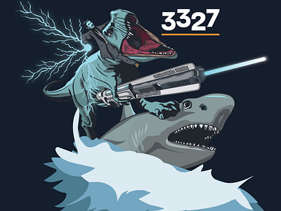 Tesla, T-rex & Shark design graphic design illustration