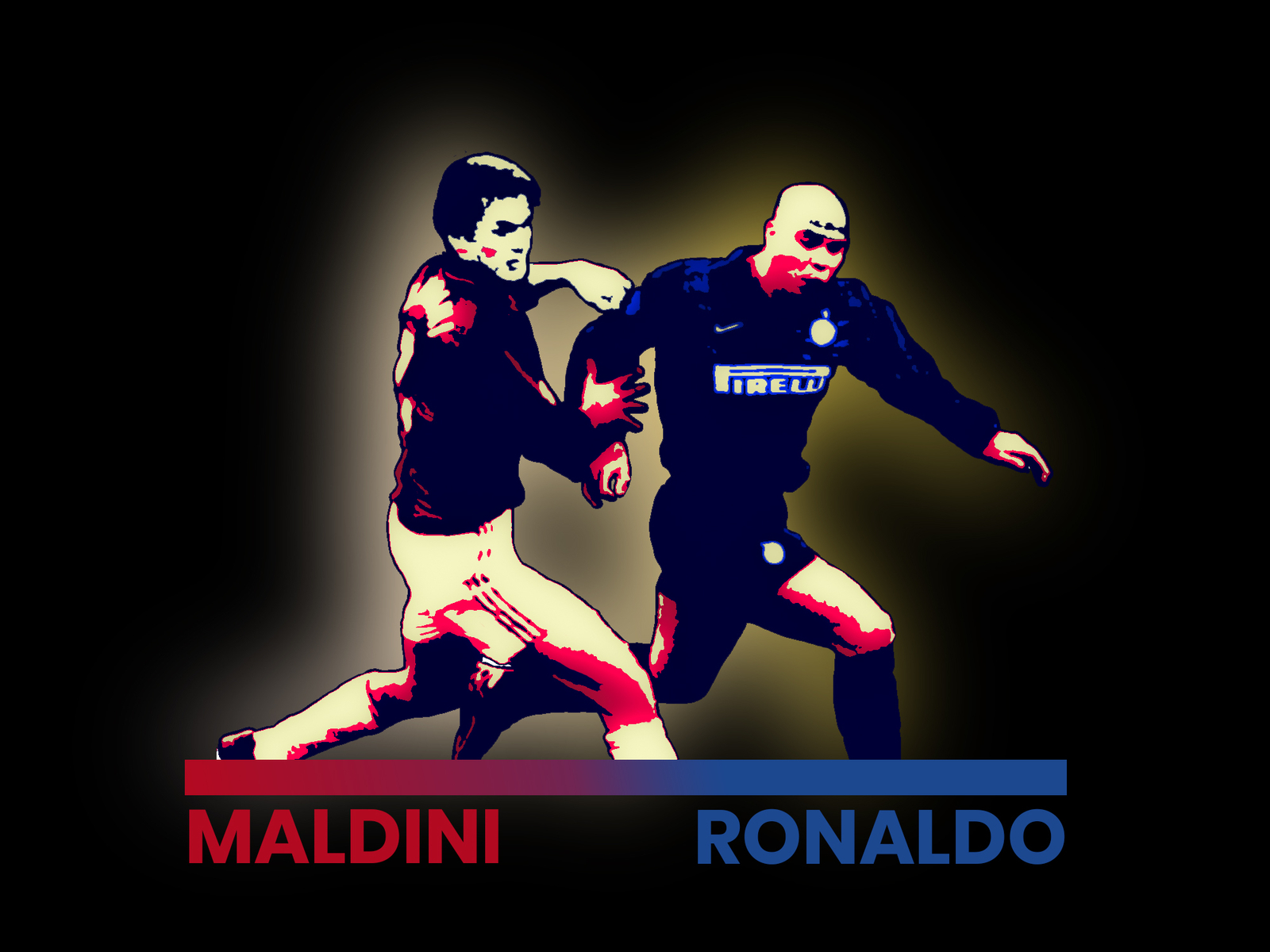 Maldini Vs Ronaldo football graphic design illustration inter maldini milan ronaldo