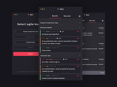 T-REC – Time tracking desktop app app dark desktop mac time tracking ui ux