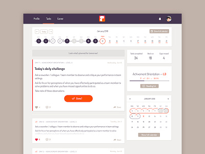 Better People Tasks application calendar feed ui ux web app