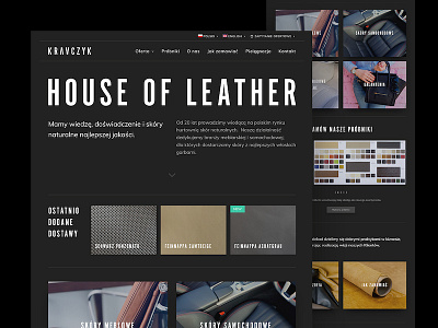 Kravczyk - homepage black catalogue dark homepage leather ui website