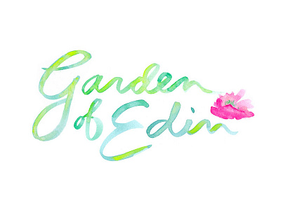 garden of edin script floral gardenofedin green logo pink script watercolor