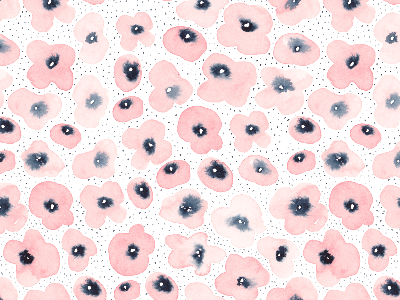 peachy blooms dots fabric floral painting pattern watercolor