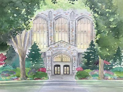 University of Michigan Law Library Watercolor art doors entrance goblue illustration library michigan painting universityofmichigan watercolor