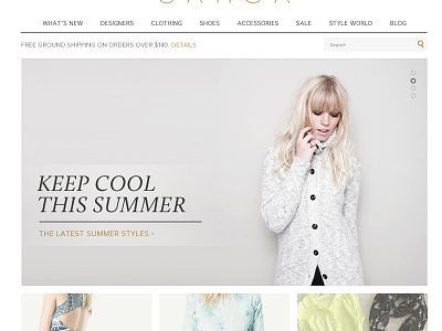 Women's Fashion Site ecommerce fashion gold web design