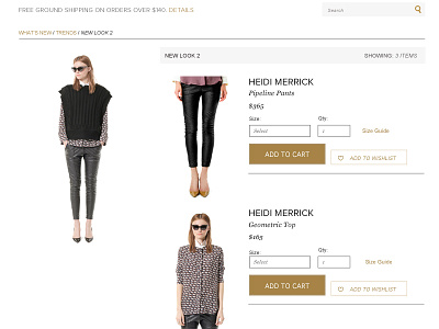 Women's Fashion Site ecommerce fashion gold web design